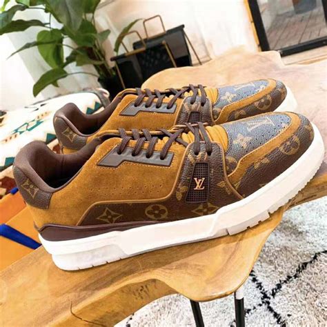 louis vuitton brown lineup monogram sneakers|LV Trainer Sneaker .